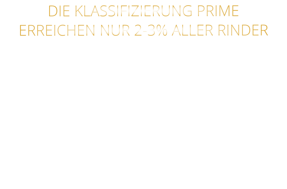 DIE KLASSIFIZIERUNG PRIME ERREICHEN NUR 2-3% ALLER RINDER  DIE RINDER WERDEN ARTGERECHT  AUF RIESIGEN WEIDEN GEHALTEN UND FREI VON HORMONEN UND MEDIKAMENTEN AUFGEZOGEN