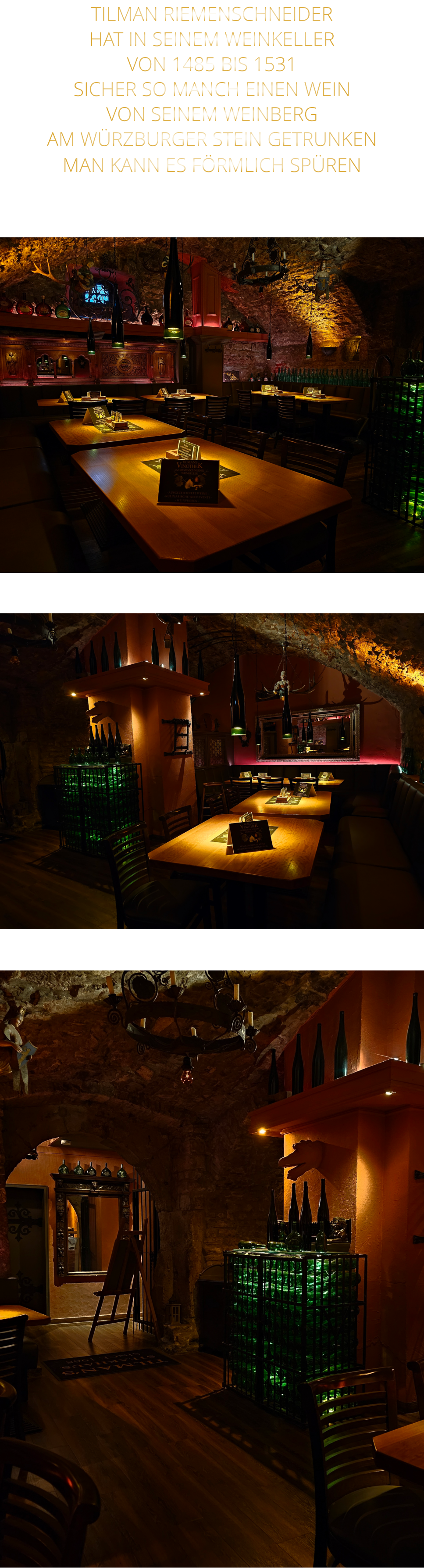 TILMAN RIEMENSCHNEIDER HAT IN SEINEM WEINKELLER VON 1485 BIS 1531 SICHER SO MANCH EINEN WEIN VON SEINEM WEINBERG AM WÜRZBURGER STEIN GETRUNKEN MAN KANN ES FÖRMLICH SPÜREN