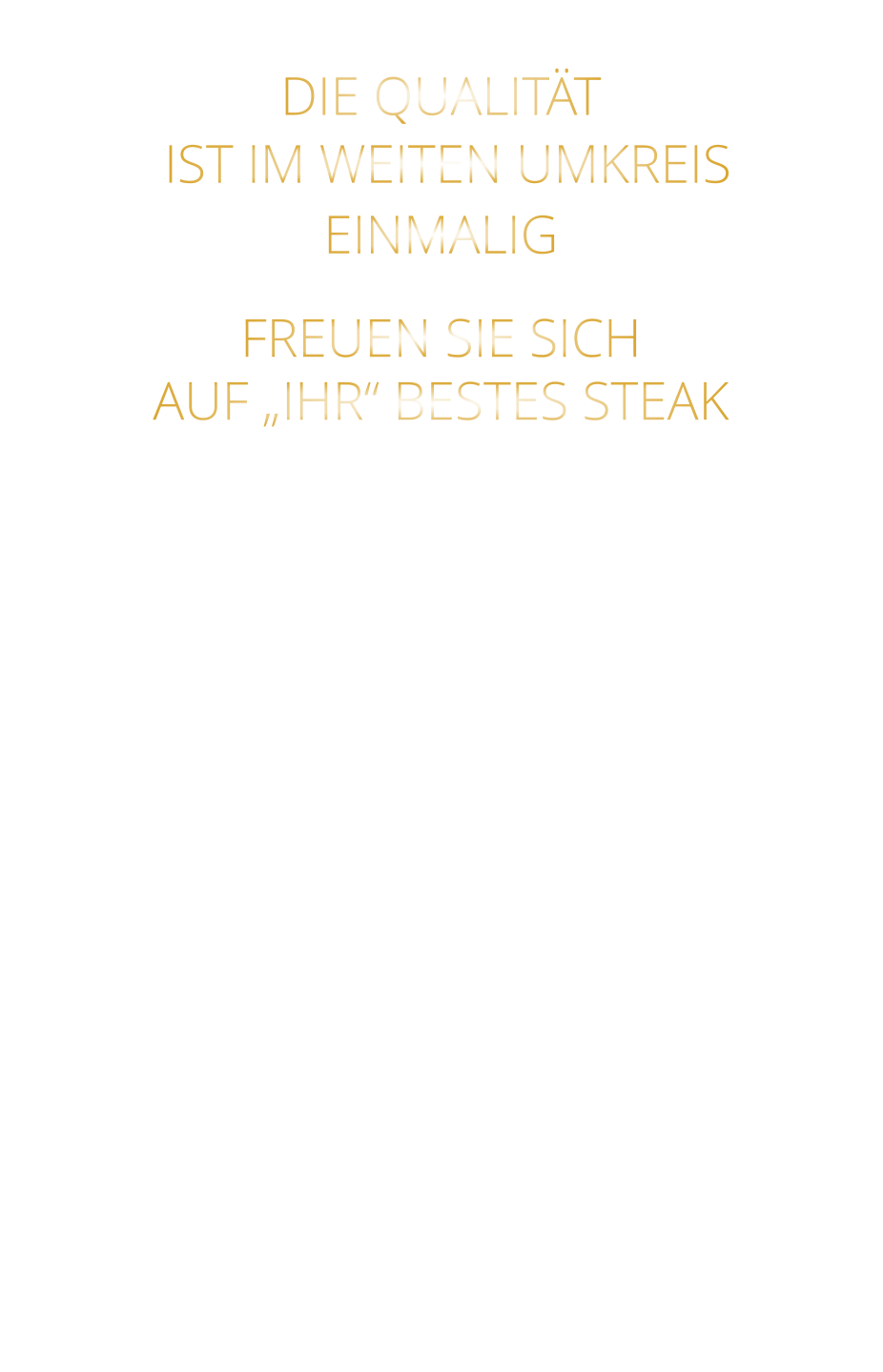 DIE QUALITÄT  IST IM WEITEN UMKREIS EINMALIG  FREUEN SIE SICH AUF „IHR“ BESTES STEAK