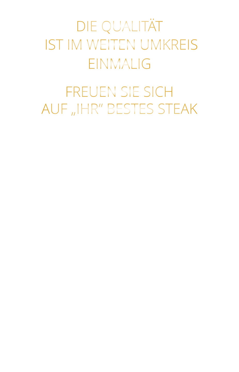 DIE QUALITÄT  IST IM WEITEN UMKREIS EINMALIG  FREUEN SIE SICH AUF „IHR“ BESTES STEAK